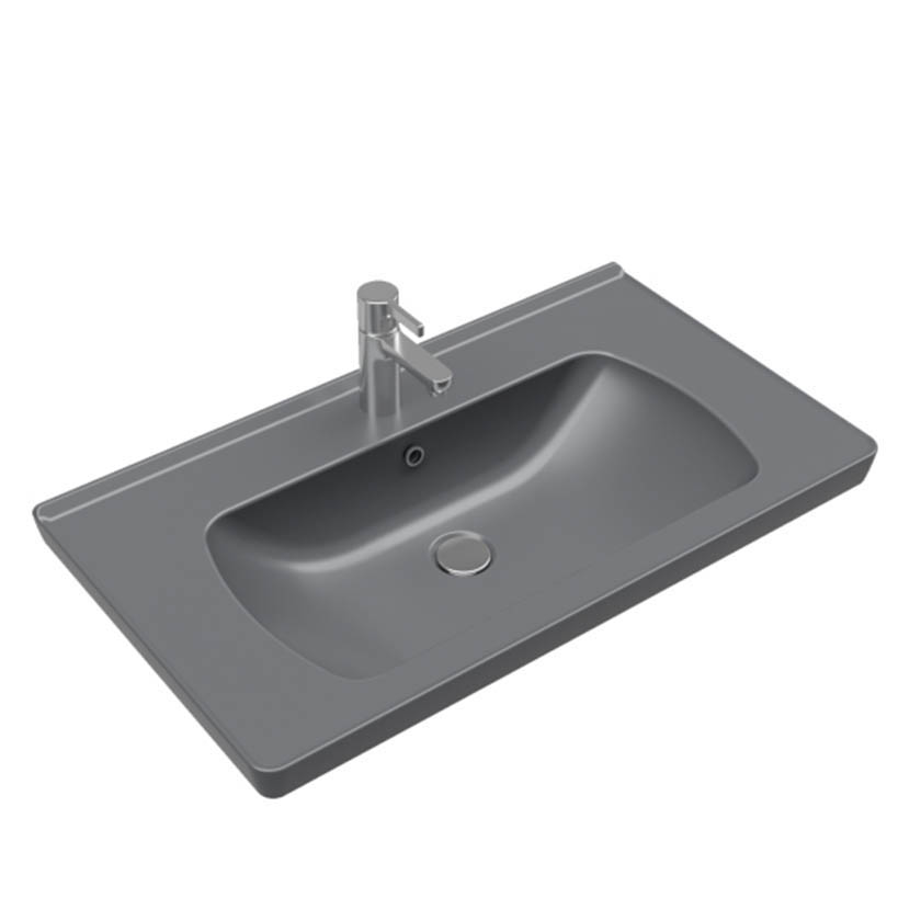 SATURN MAT ANTRASİT ETEJERLİ LAVABO 80 CM